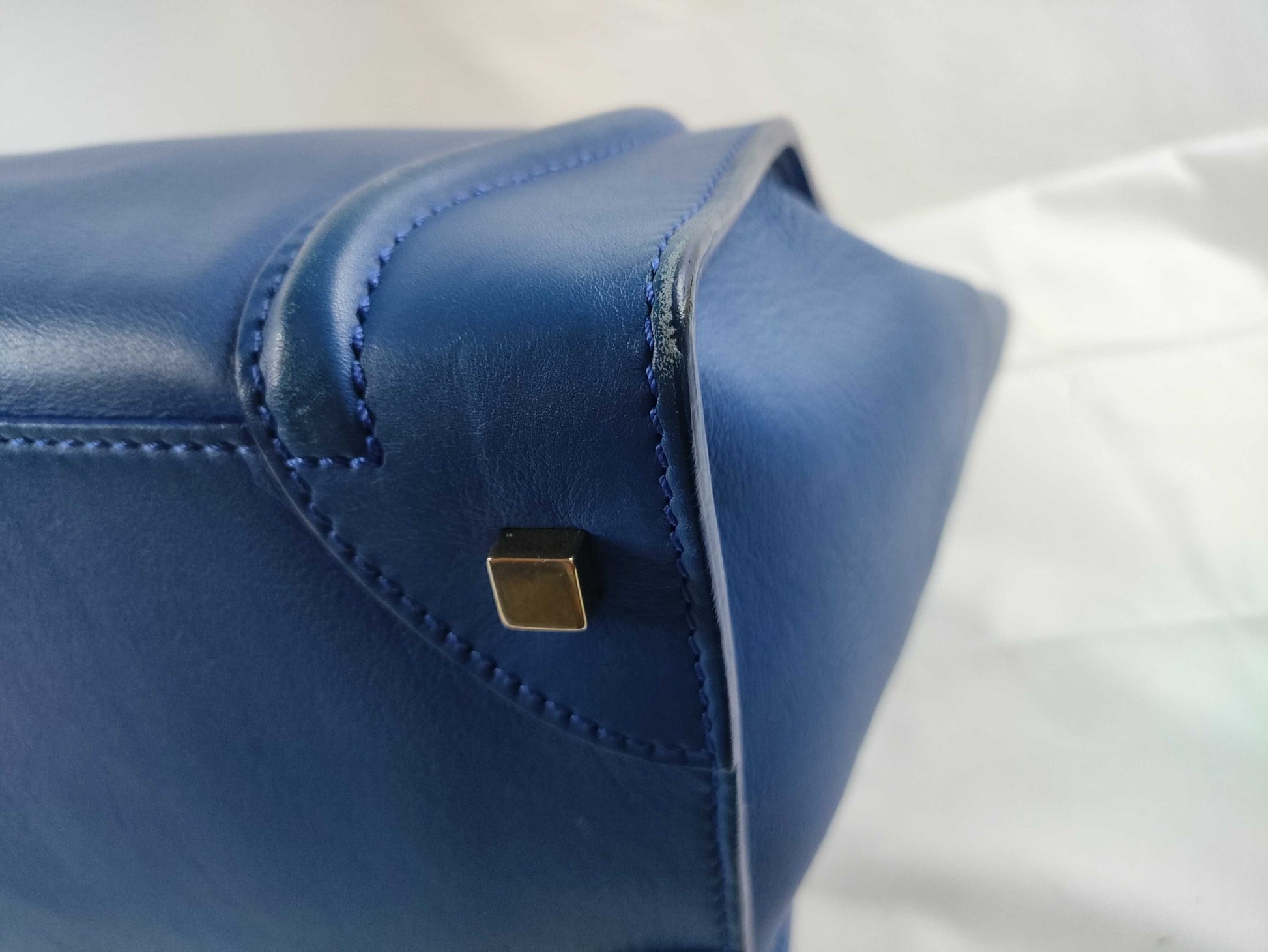 CELINE SG-Celine Luggage Mini shopper Leather Hand bag Blue Handbag