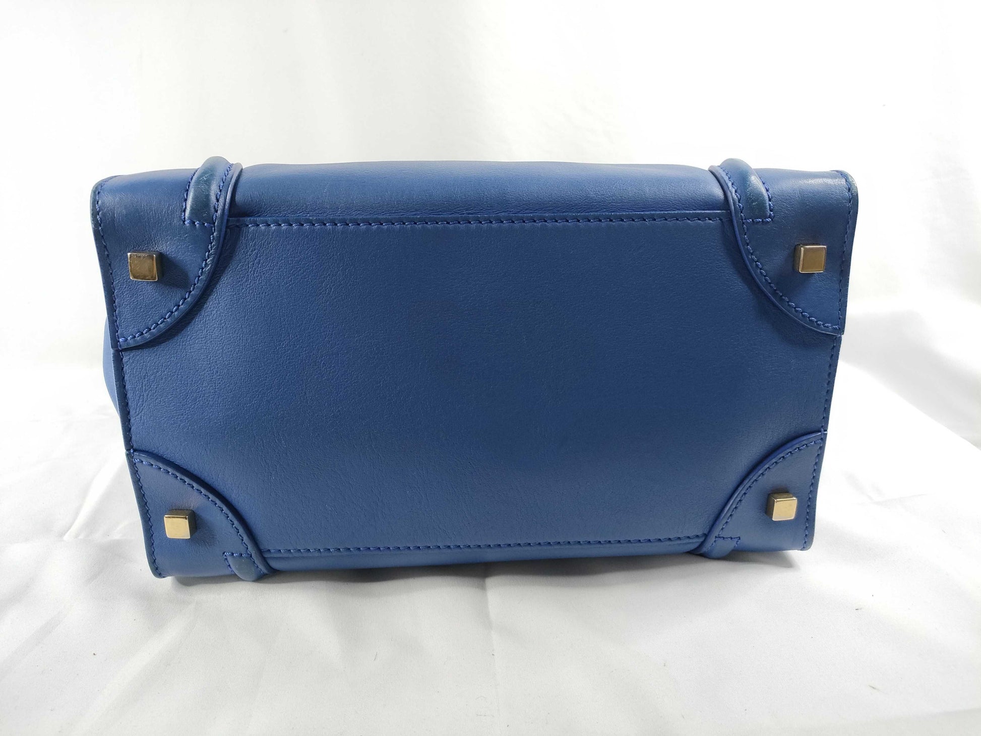 CELINE SG-Celine Luggage Mini shopper Leather Hand bag Blue Handbag