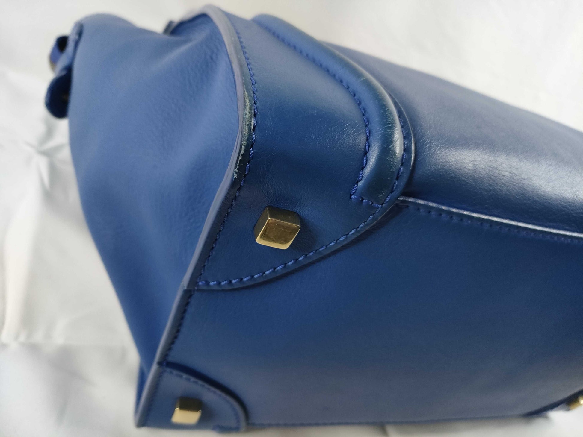 CELINE SG-Celine Luggage Mini shopper Leather Hand bag Blue Handbag