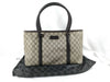 GUCCI GG Supreme Gucci GG Supreme PVCx Leather Tote Bag Beige x Brown 114595 Tote Bag