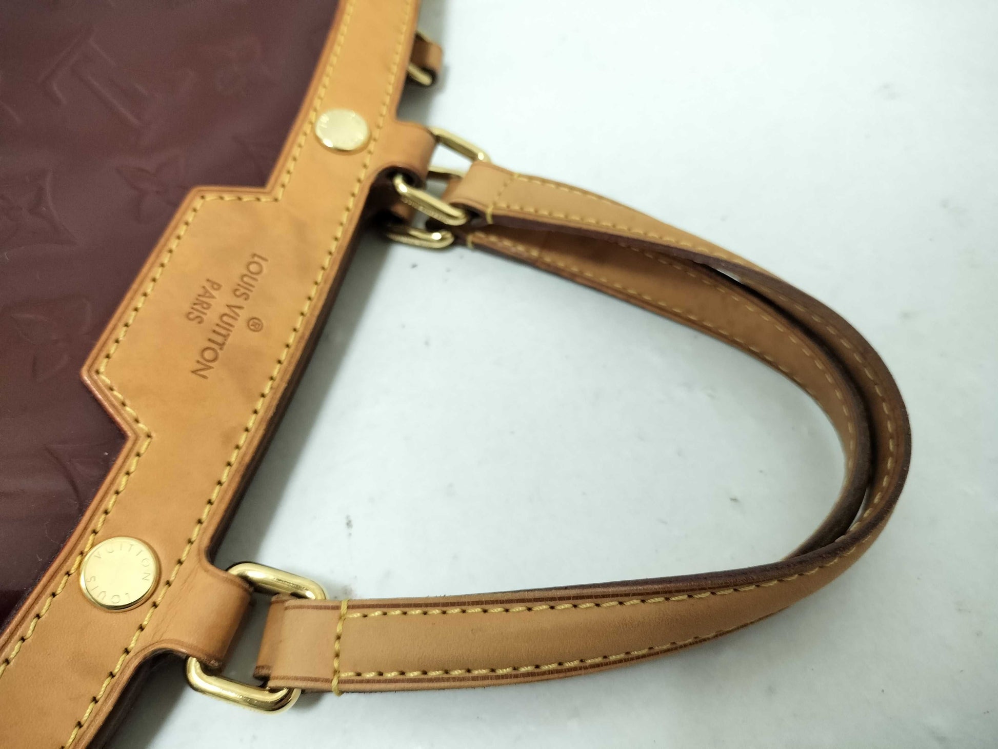 LOUIS VUITTON Verni SG-Louis Vuitton Vernis Blair MM M91690 AA3182 Brown Handbag
