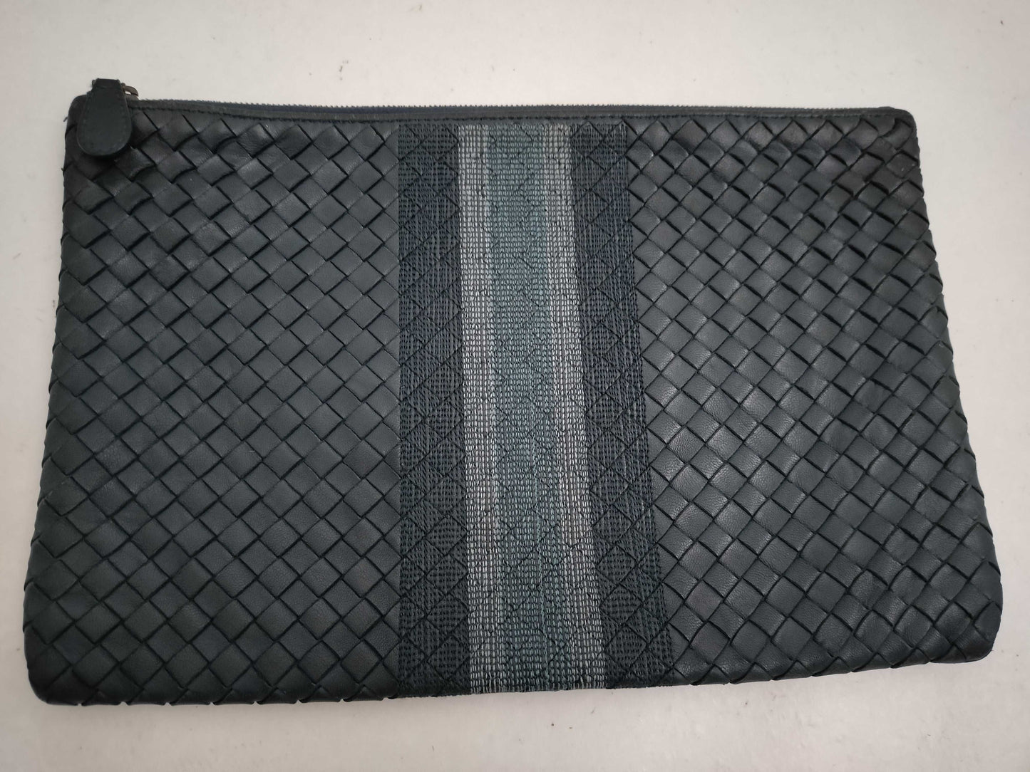 BOTTEGA VENETA Intrecciato Leather Clutch bag Navy blue Pouch