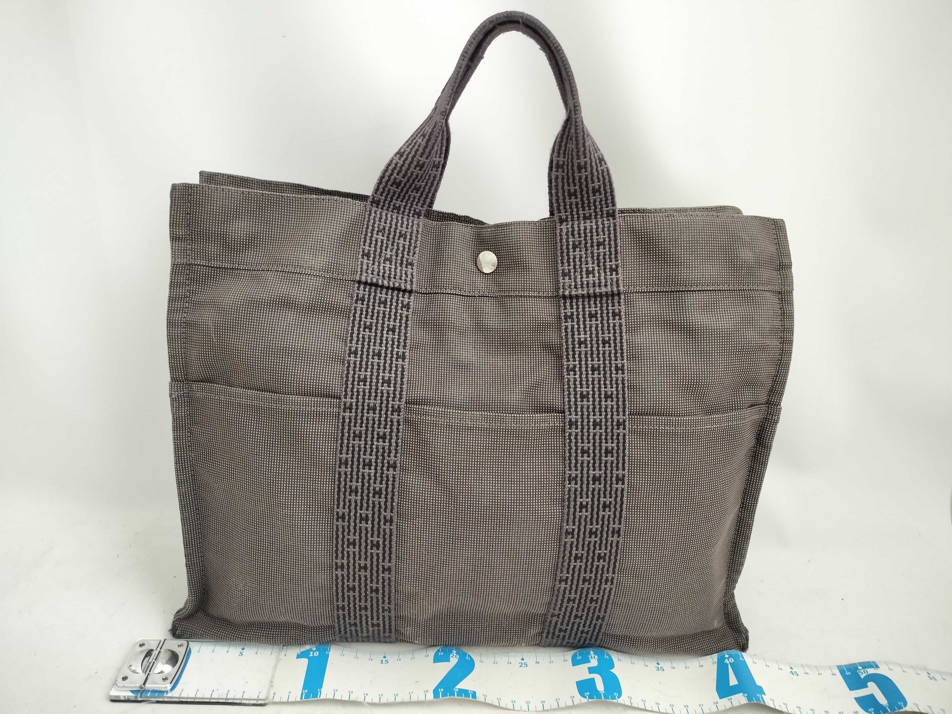 HERMES Aleline Hermes Aleline MM Canvas Tote Bag Navy Tote Bag