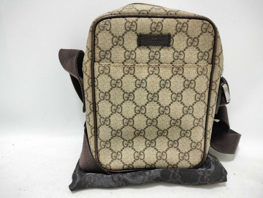 GUCCI GG Supreme Gucci GG Supreme PVCx Leather Shoulder Bag Beige 122754 Shoulder Bag