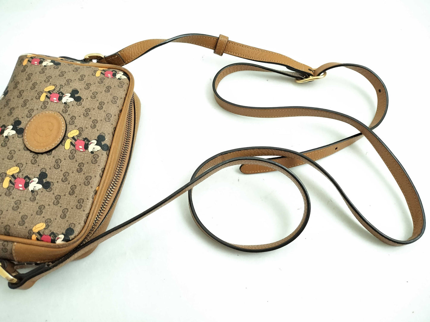 LOUIS VUITTON Gucci x Disney Mini GG Supreme Brown Shoulder Bag Leather 602536 Internal Pen Marks Many Stains Shoulder Bag