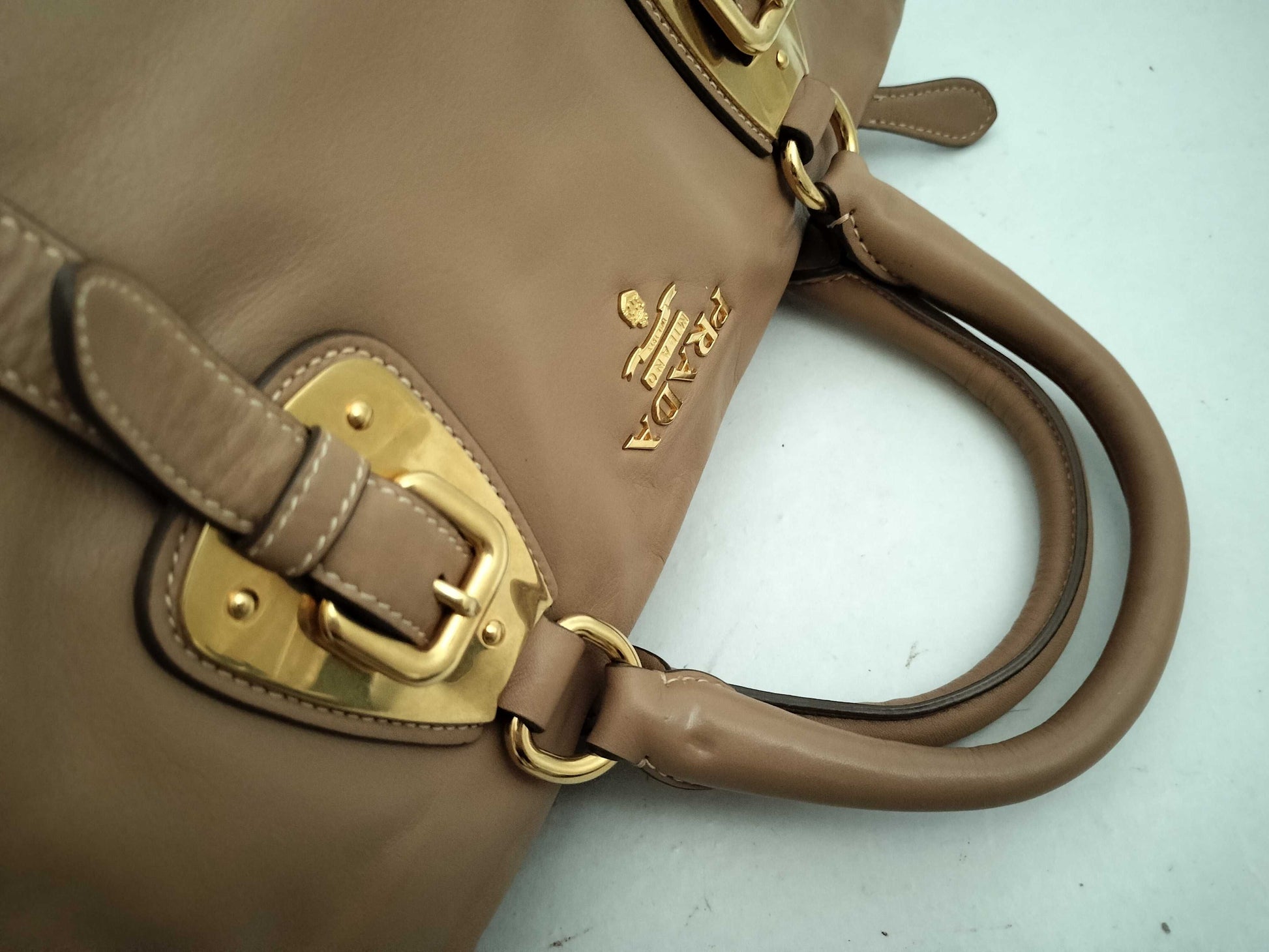 PRADA SG-Prada Leather 2 Way Handbag Brown BN1903 Handbag