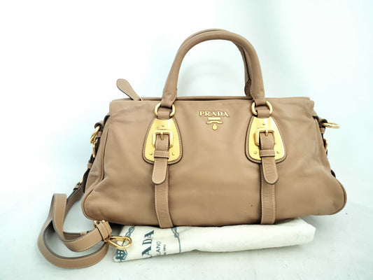 PRADA SG-Prada Leather 2 Way Handbag Brown BN1903 Handbag