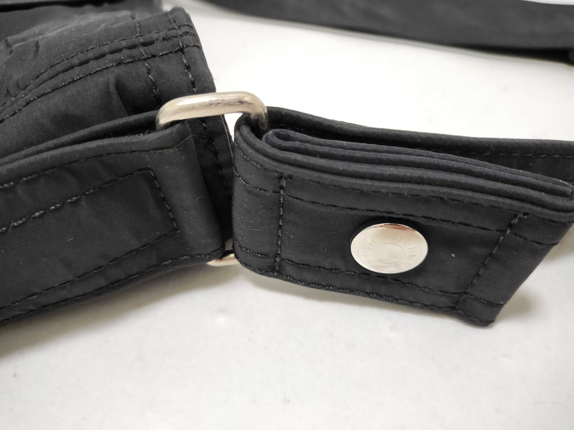 HERMES Acapulco Pochette Bandriere MM Nylon x Leather Black Silver Hardware Shoulder Bag