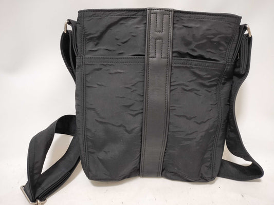 HERMES Acapulco Pochette Bandriere MM Nylon x Leather Black Silver Hardware Shoulder Bag