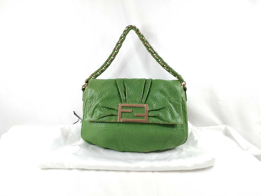FENDI Mia Leather One Shoulder Bag Green 8BR614 Shoulder Bag
