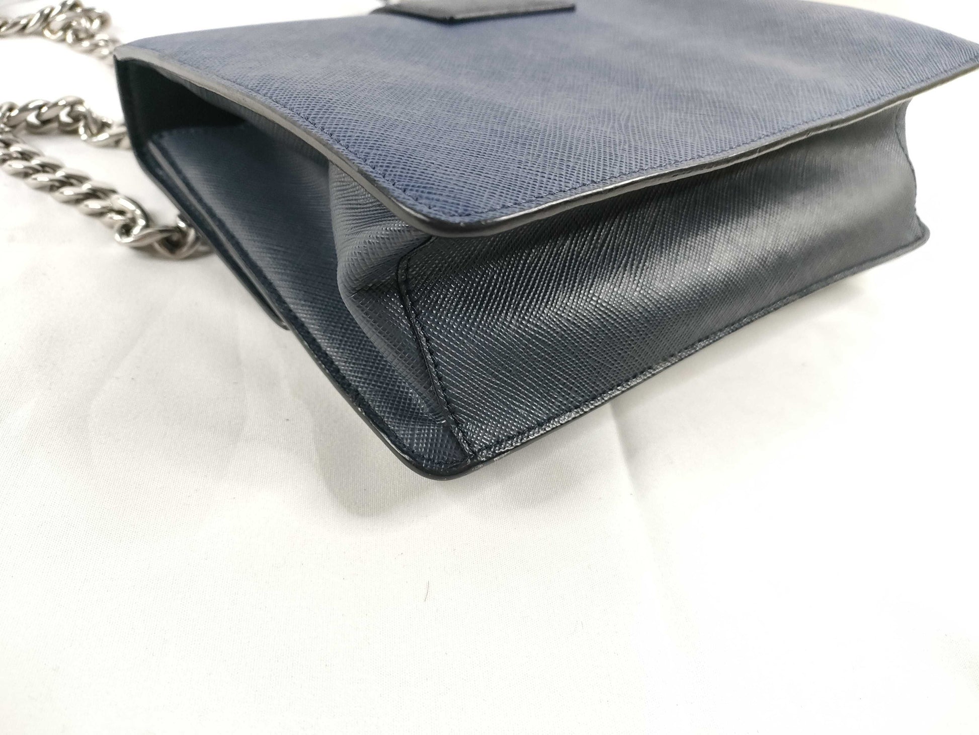 PRADA Safiano Chain Shoulder Bag Navy 1BD034 Shoulder Bag