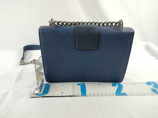 PRADA Safiano Chain Shoulder Bag Navy 1BD034 Shoulder Bag