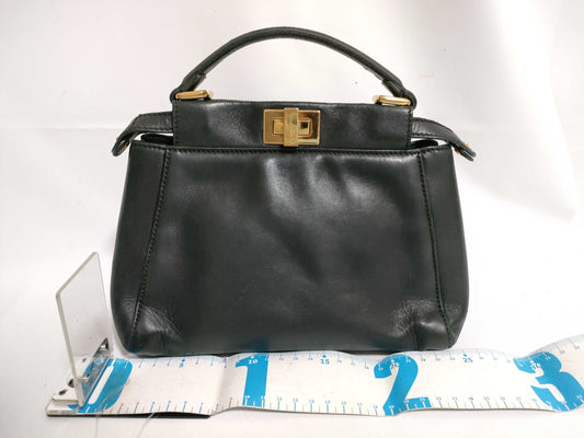 FENDI Mini Peekaboo Leather 2-Way Shoulder Bag