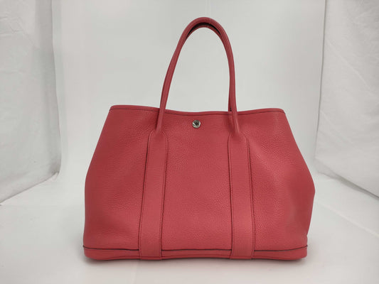 HERMES Garden Party Leather MM Tote Bag □O Engraved Tote Bag
