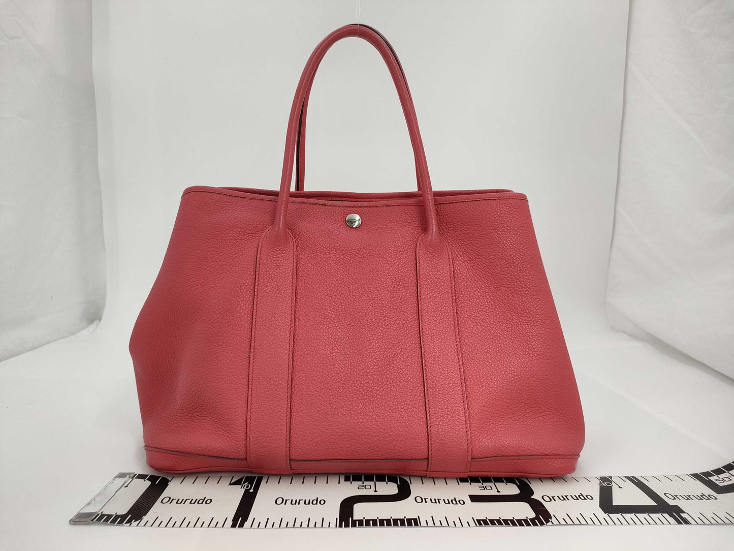 HERMES Garden Party Leather MM Tote Bag □O Engraved Tote Bag
