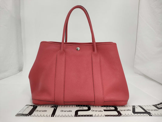 HERMES Garden Party Leather MM Tote Bag □O Engraved Tote Bag