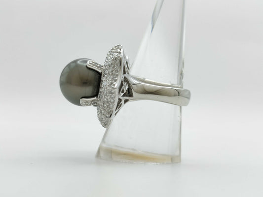 KARATI Pearl Diameter Approx. 11.3/12.2mm D1.68/1.65ct Pt900 29.3g Ring