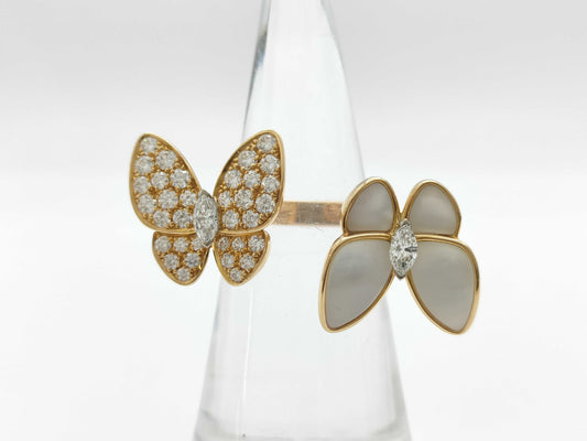 Van Cleef&Arpels Papillon Entreale #51 Mother-of-Pearl Diamond PG Au750 7.7g Ring