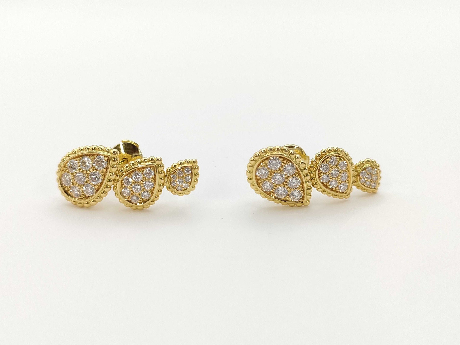 BOUCHERON Serpan Boheme 3 Motif Studded Diamonds YG Au750 5.9g Earrings