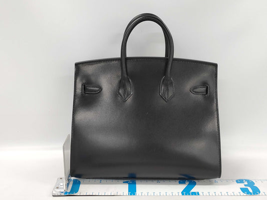 HERMES Birkin Serie 25 Box Calf U-stamped Black Handbag