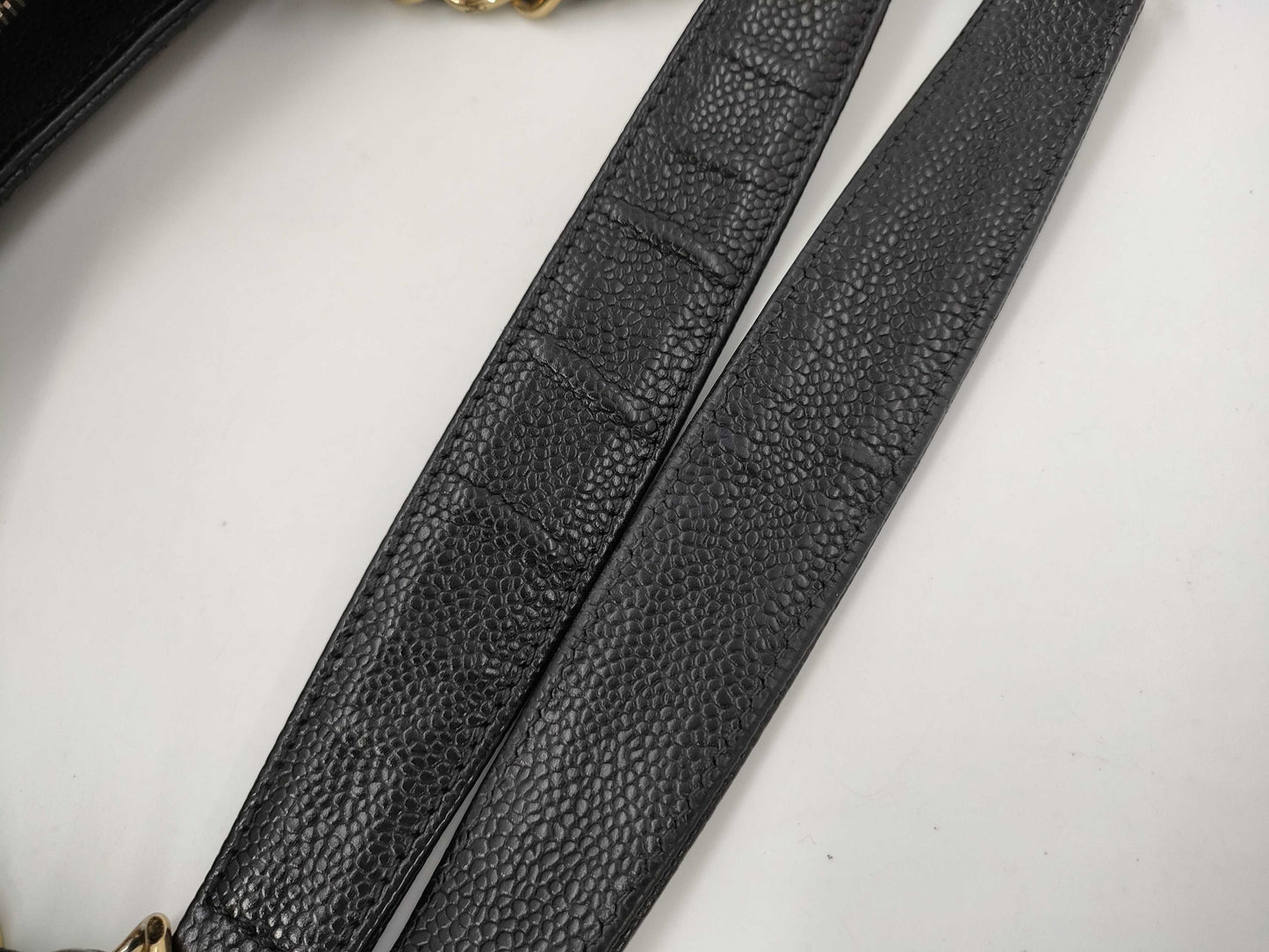 CHANEL Caviar Skin Black Coco Mark GST Shoulder Tote Bag
