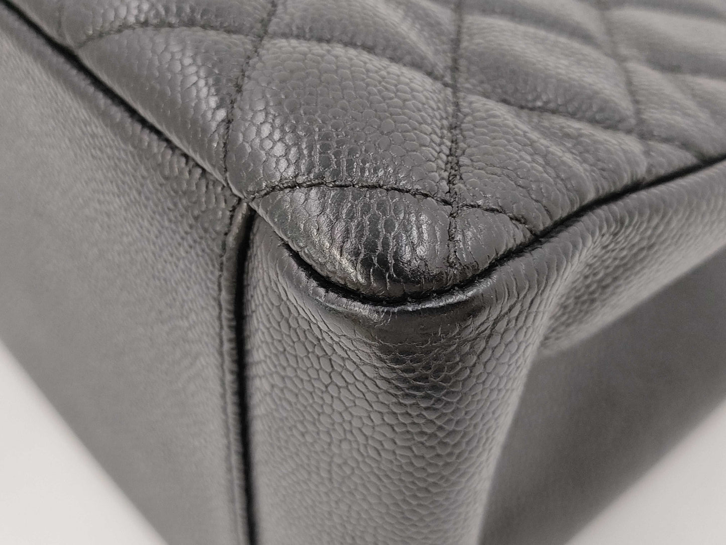 CHANEL Caviar Skin Black Coco Mark GST Shoulder Tote Bag