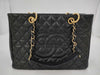 CHANEL Caviar Skin Black Coco Mark GST Shoulder Tote Bag