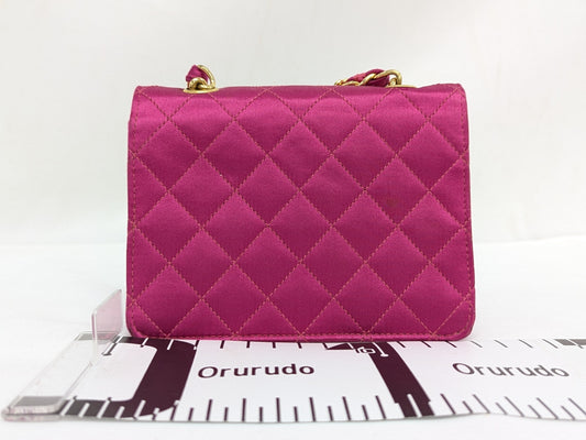 CHANEL Satin Mini Matelasse Pink Shoulder Bag