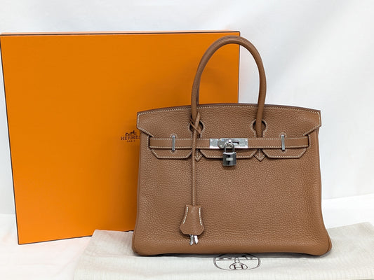 HERMES Birkin 30 Togo Gold SV Hardware □M Handbag