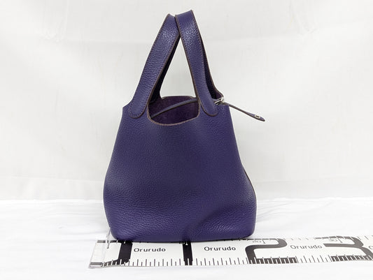 HERMES Picotan Lock PM Tryon Clemence Purple Silver Hardware □O Bag