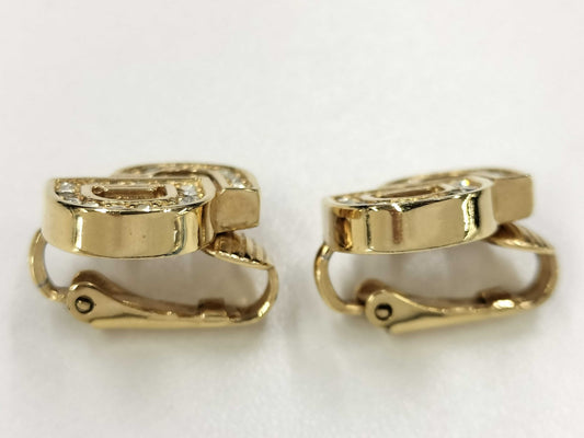Dior Christian Dior CD logo earrings with rhinestones in gold.