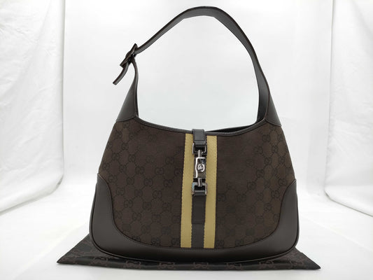 GUCCI GG Canvas Jackie Hardware Shoulder Bag