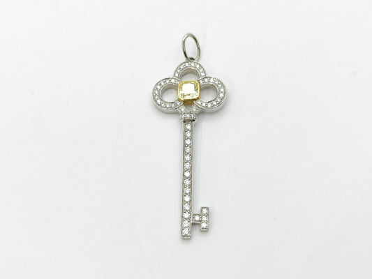 Tiffany&Co. Crownkey Yellow Diamond Colorless Diamond PT950/AU750 3.7g Pendant Top