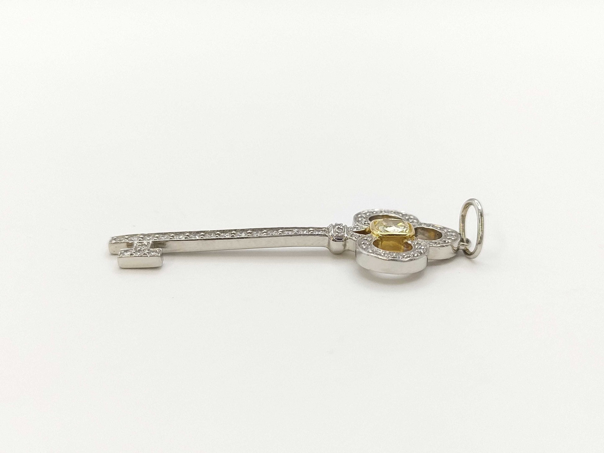 Tiffany&Co. Crownkey Yellow Diamond Colorless Diamond PT950/AU750 3.7g Pendant Top