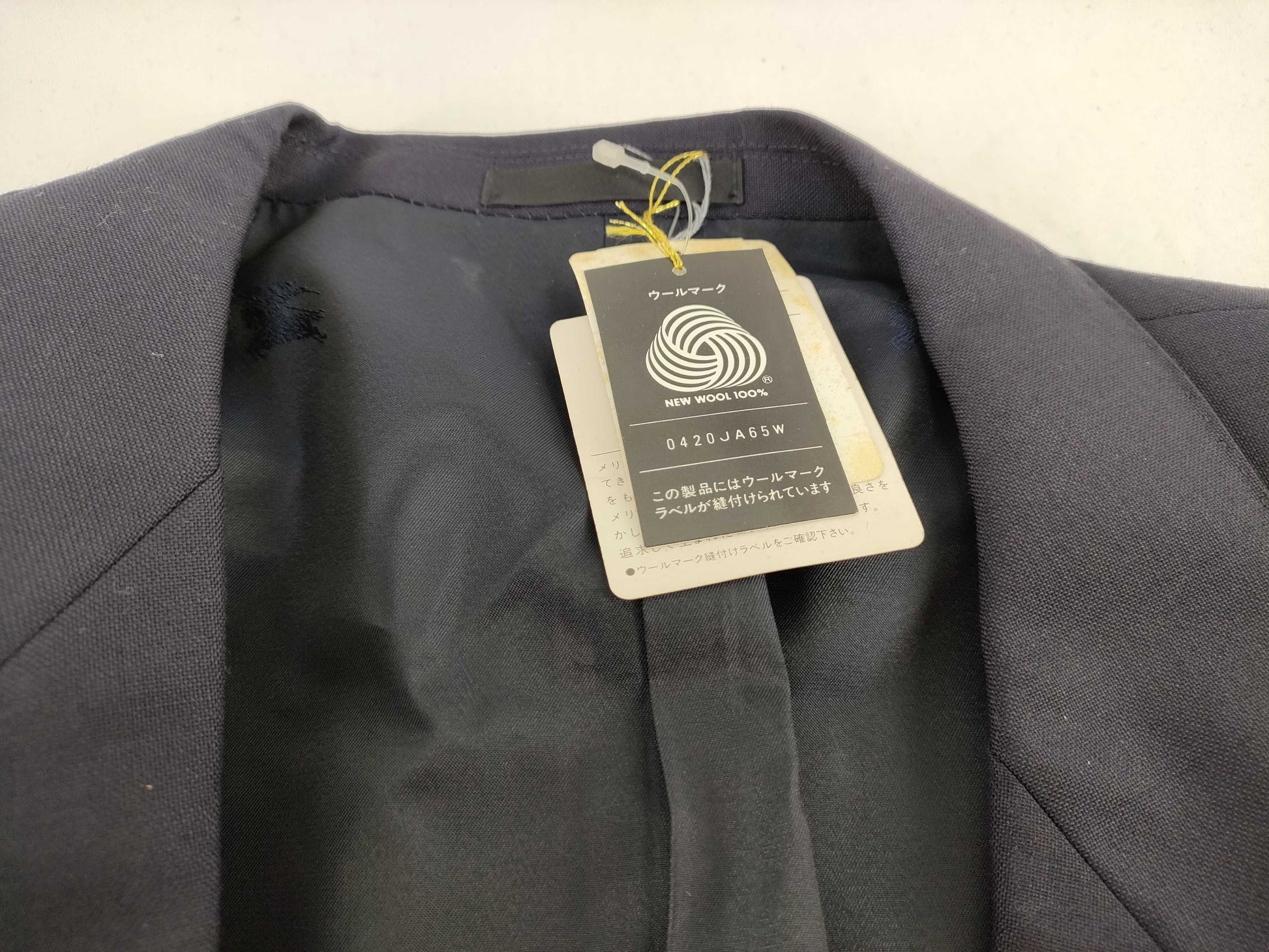 BURBERRY Double Breasted Jacket Navy Blue Merino Wool 160cm Chest 94 Waist 90 Jacket