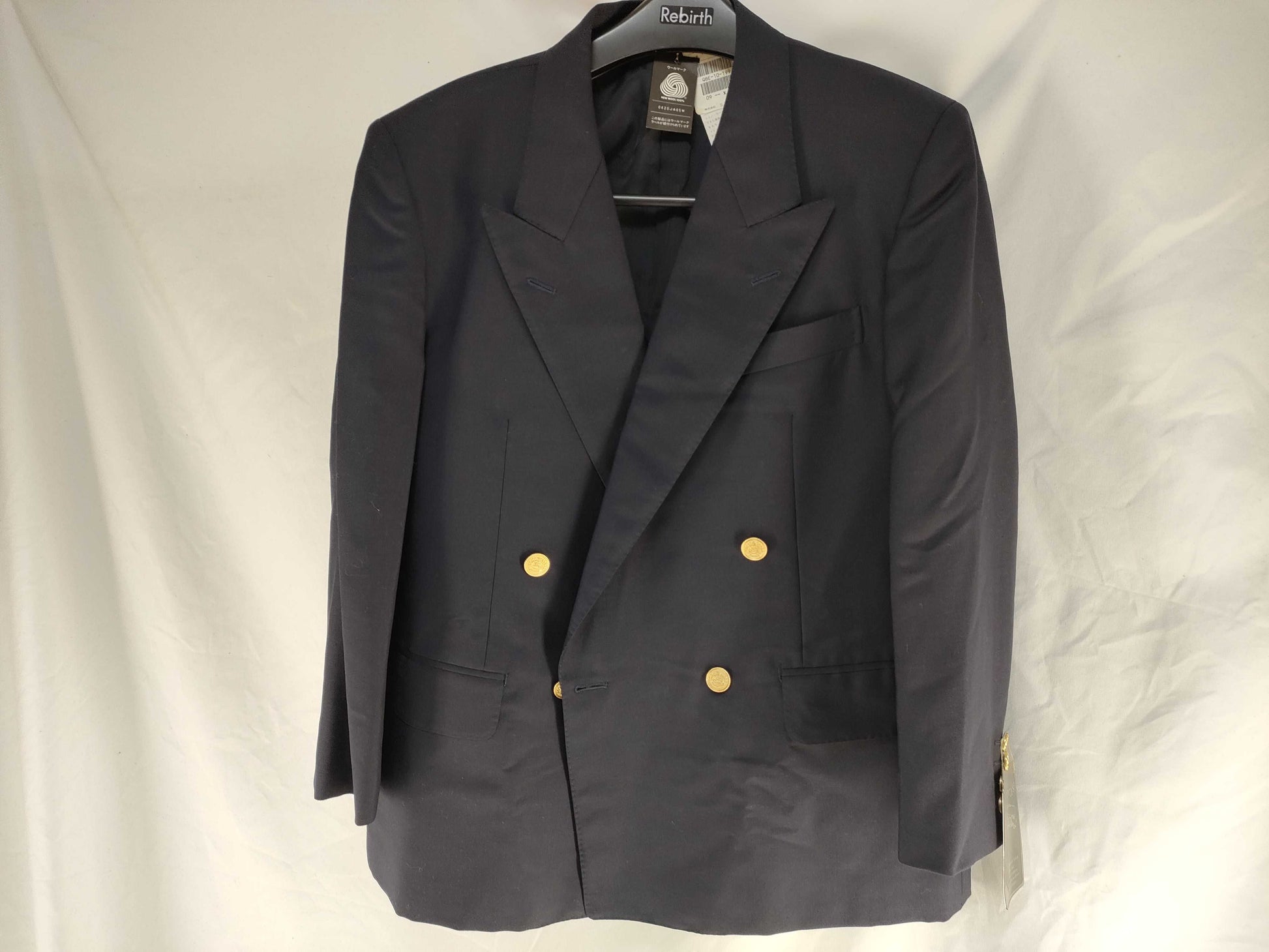 BURBERRY Double Breasted Jacket Navy Blue Merino Wool 160cm Chest 94 Waist 90 Jacket