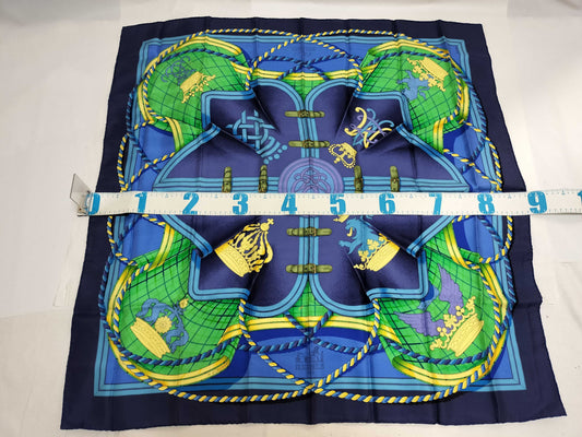 HERMES Carre Hermes Scarf HdORIGNY Blue Scarf