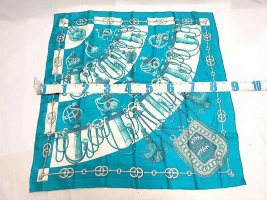 HERMES Carre Hermes Scarf Cliquetis Light Blue Scarf