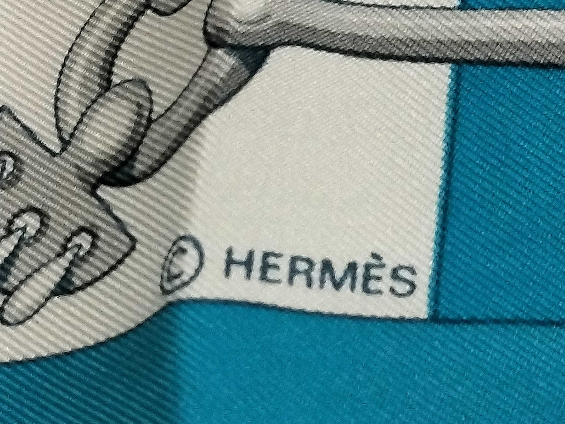 HERMES Carre Hermes Scarf Cliquetis Light Blue Scarf
