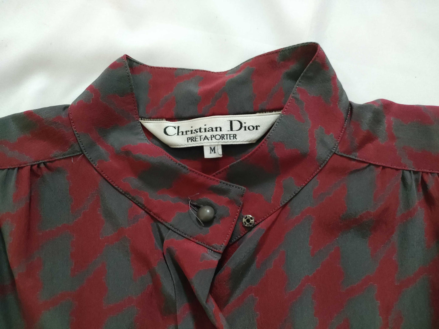 Dior Christian Dior Houndstooth Bowtie Blouse Top