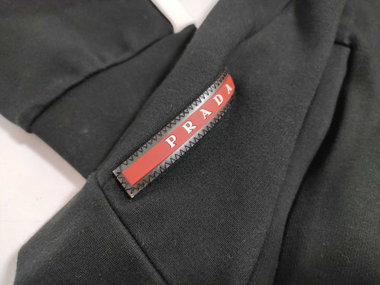 PRADA Black Hoodie Line Tops