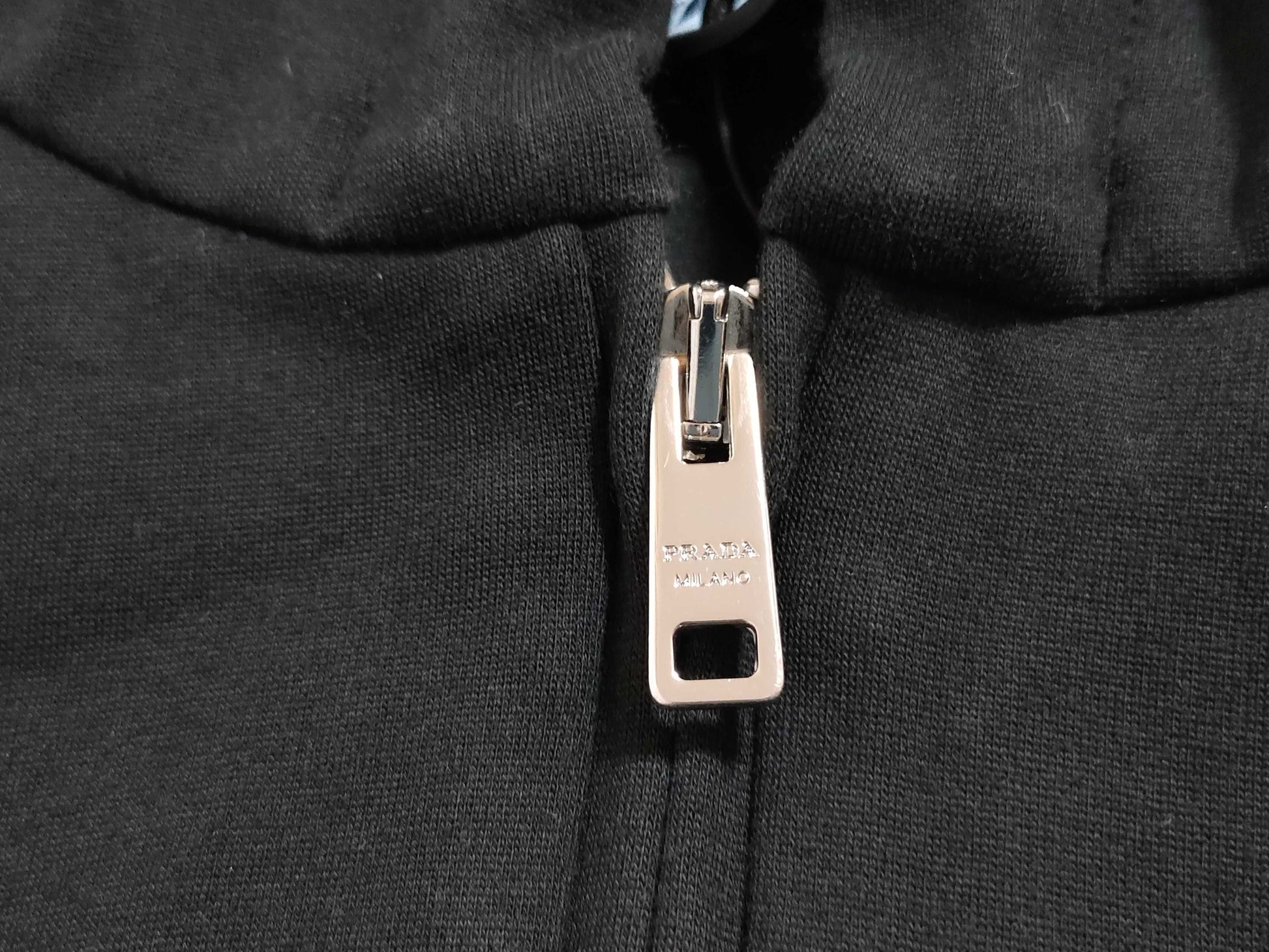 PRADA Black Hoodie Line Tops