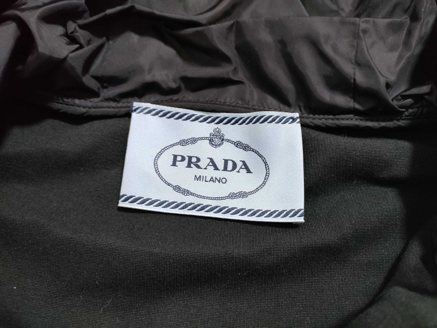 PRADA Black Hoodie Line Tops