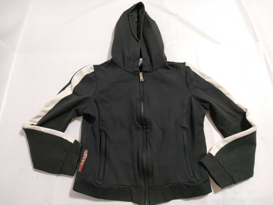 PRADA Black Hoodie Line Tops