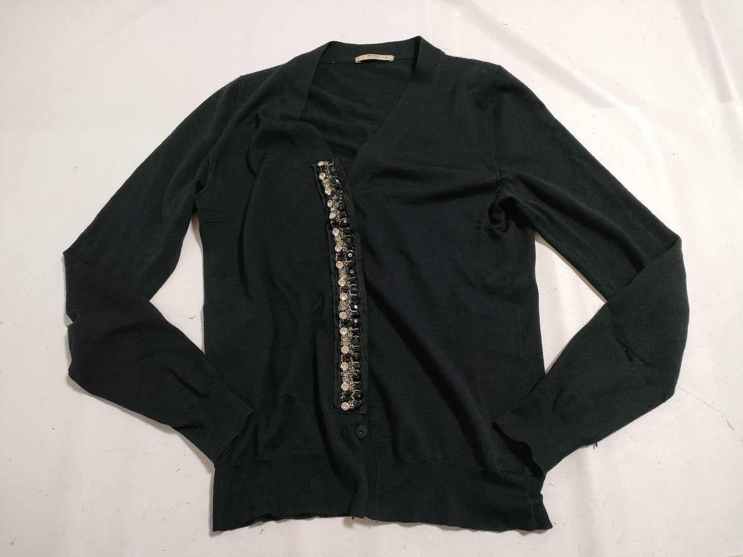 PRADA Boxed Prada Bijou Cardigan Black Cardigan
