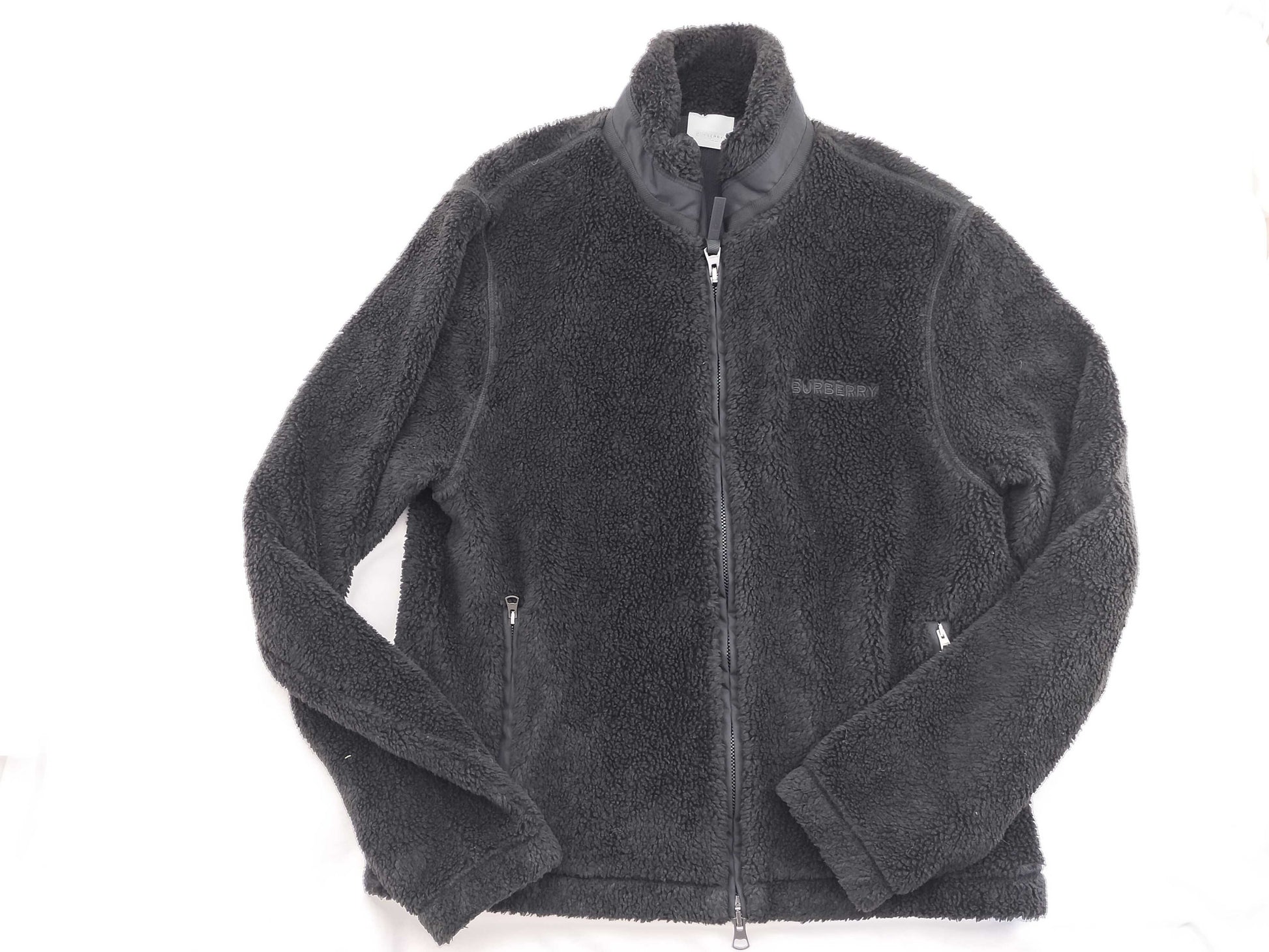 BURBERRY Men's Men's Burberry Current Tag Back Big Logo Embroidered Back Logo Boa Jacket Black Jacket