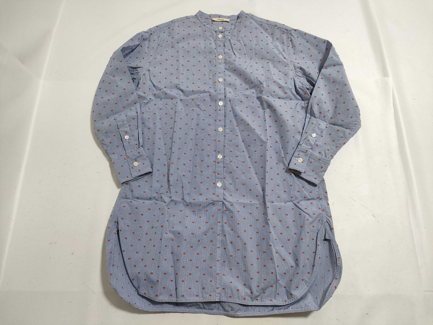 CELINE Phoebe Collarless Tunic Shirt Celine Fubi Philo Shirt