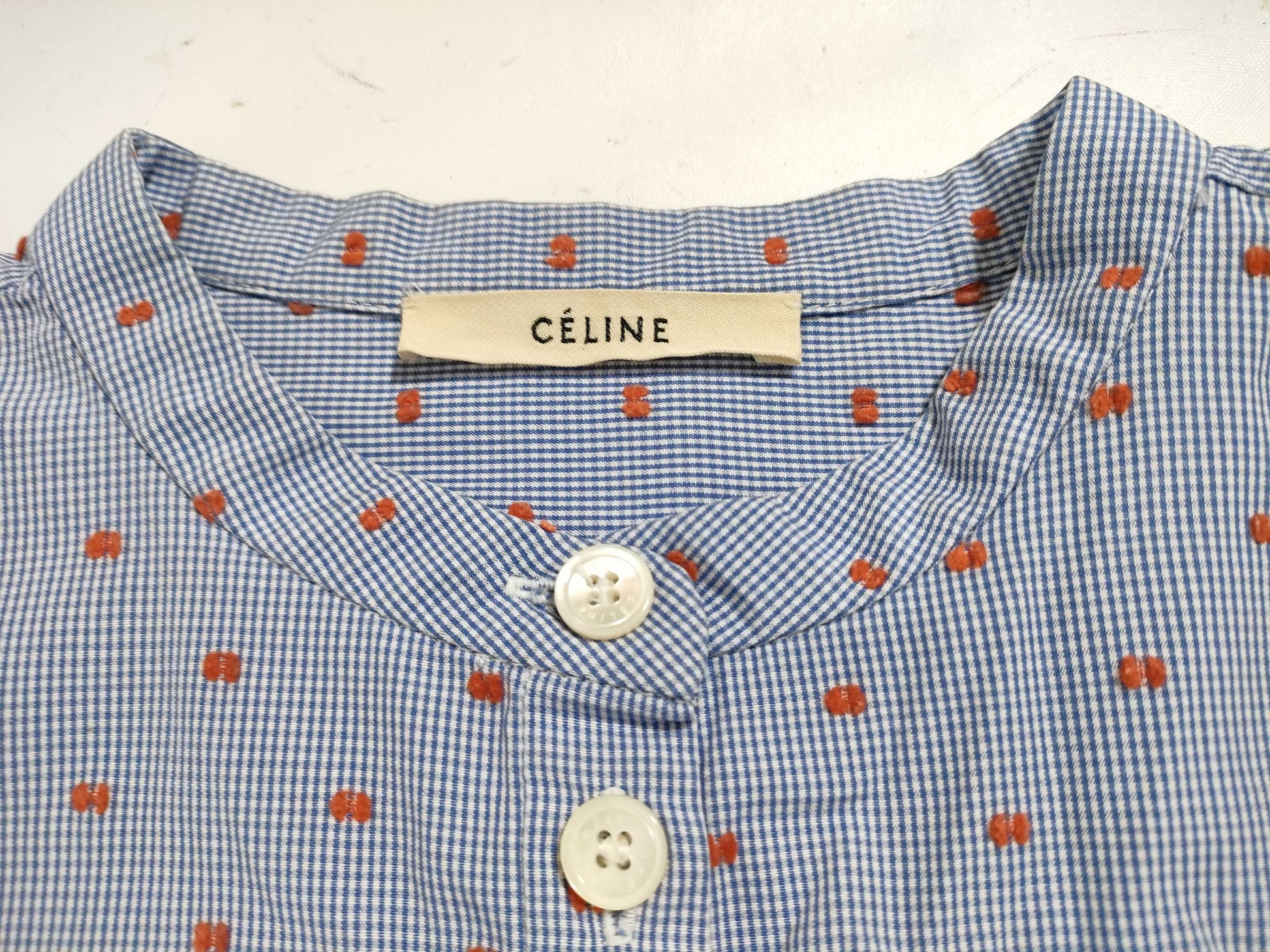 CELINE Phoebe Collarless Tunic Shirt Celine Fubi Philo Shirt
