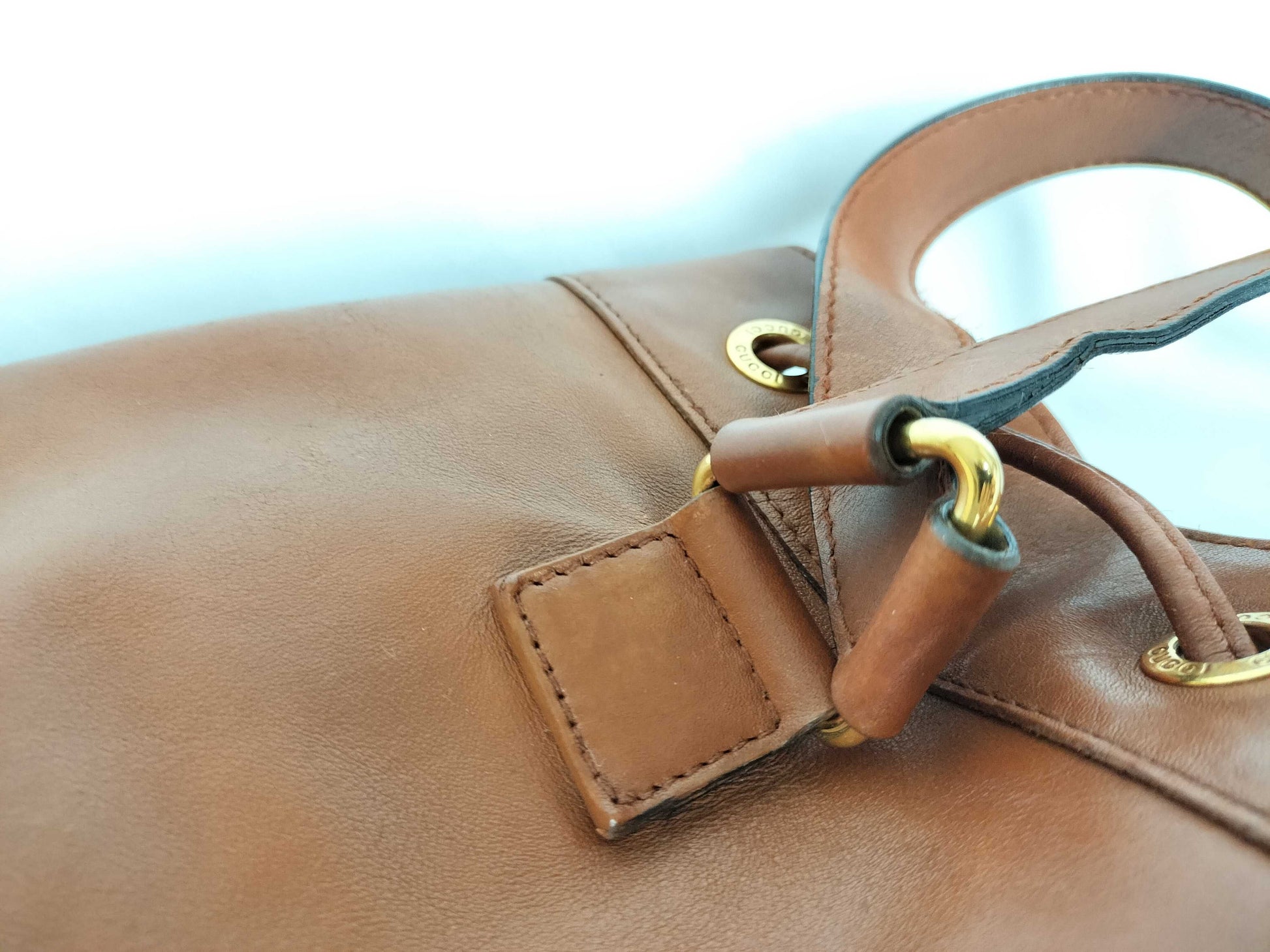 GUCCI Bamboo Gucci Bamboo Drawstring Rucksack Brown Rucksack