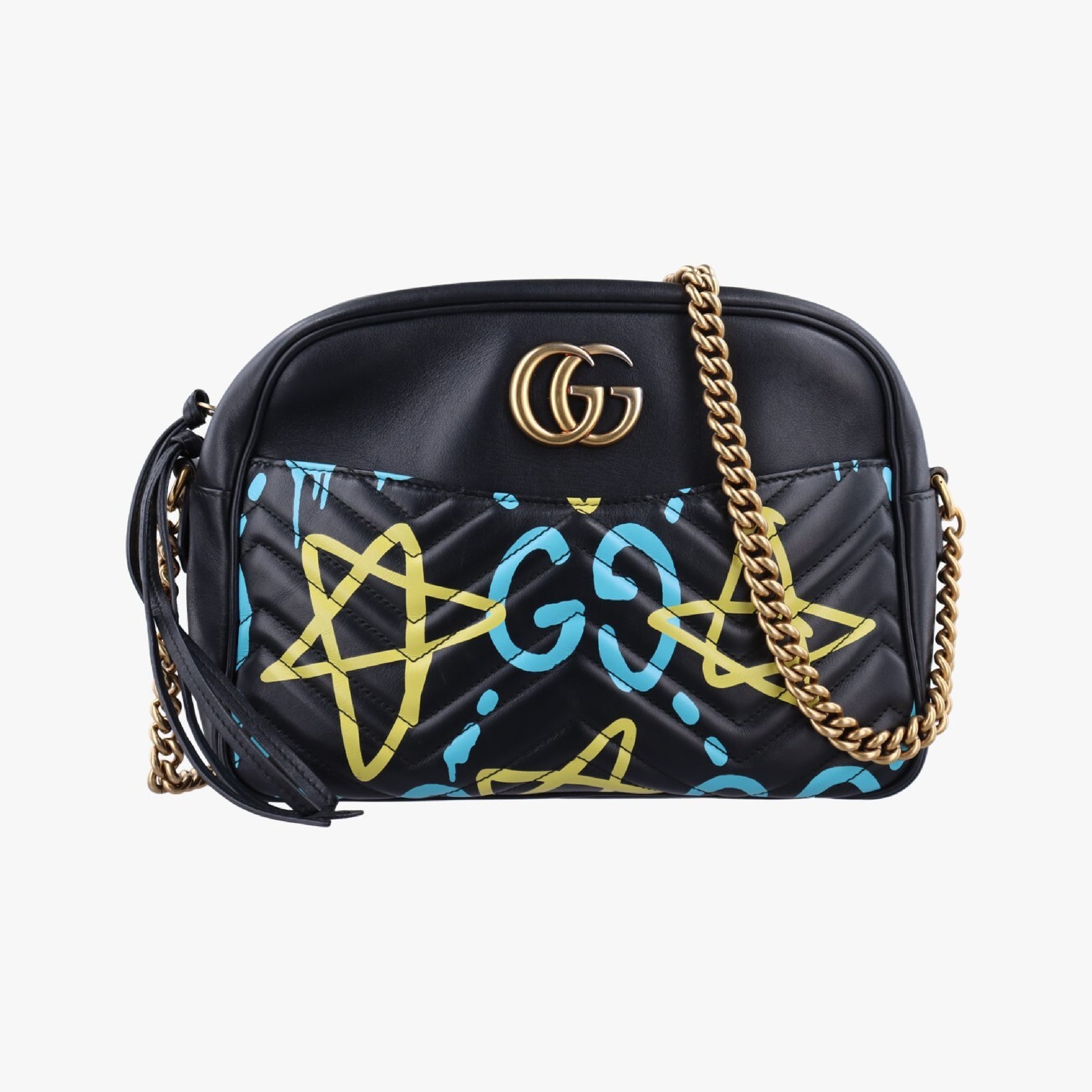 GUCCI GG Marmont Black x Multicolor Leather 443499E020354803 Shoulder Bag